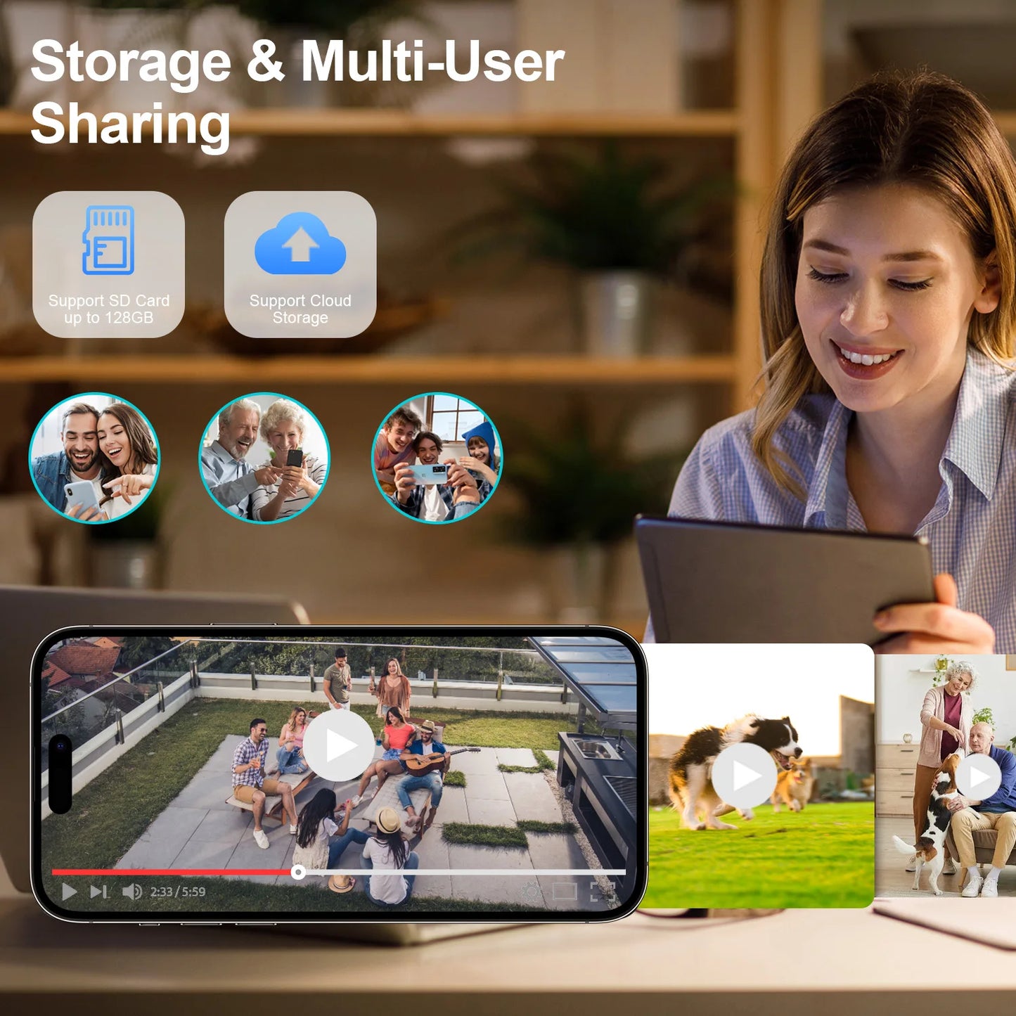 WESECUU 3MP IP66 Night Vision Smart Battery Camera Motion Detection Alarm Message Push Wireless Outdoor Security Camera Wifi