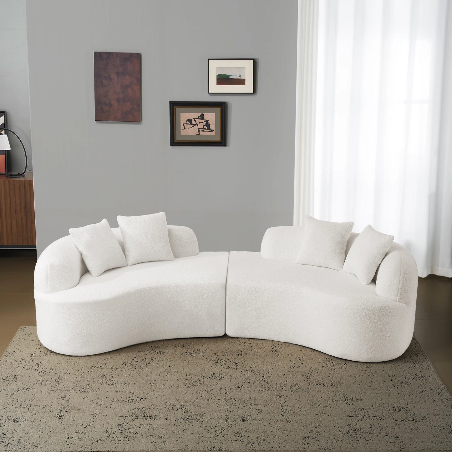 Modern Luxury White Cloth Sofa Set Simple Minimalist Special Shaped for Hotels and Living Rooms
