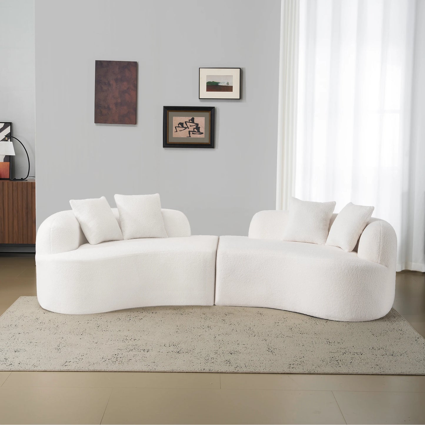 Modern Luxury White Cloth Sofa Set Simple Minimalist Special Shaped for Hotels and Living Rooms