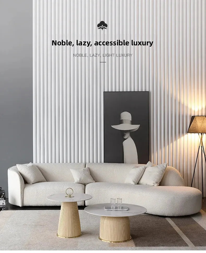Italian Modern Style Integrated Japanese Lamb Wool Fabric Curved Sofa Foshan Furniture Wholesale Nordic Living Home Furniture