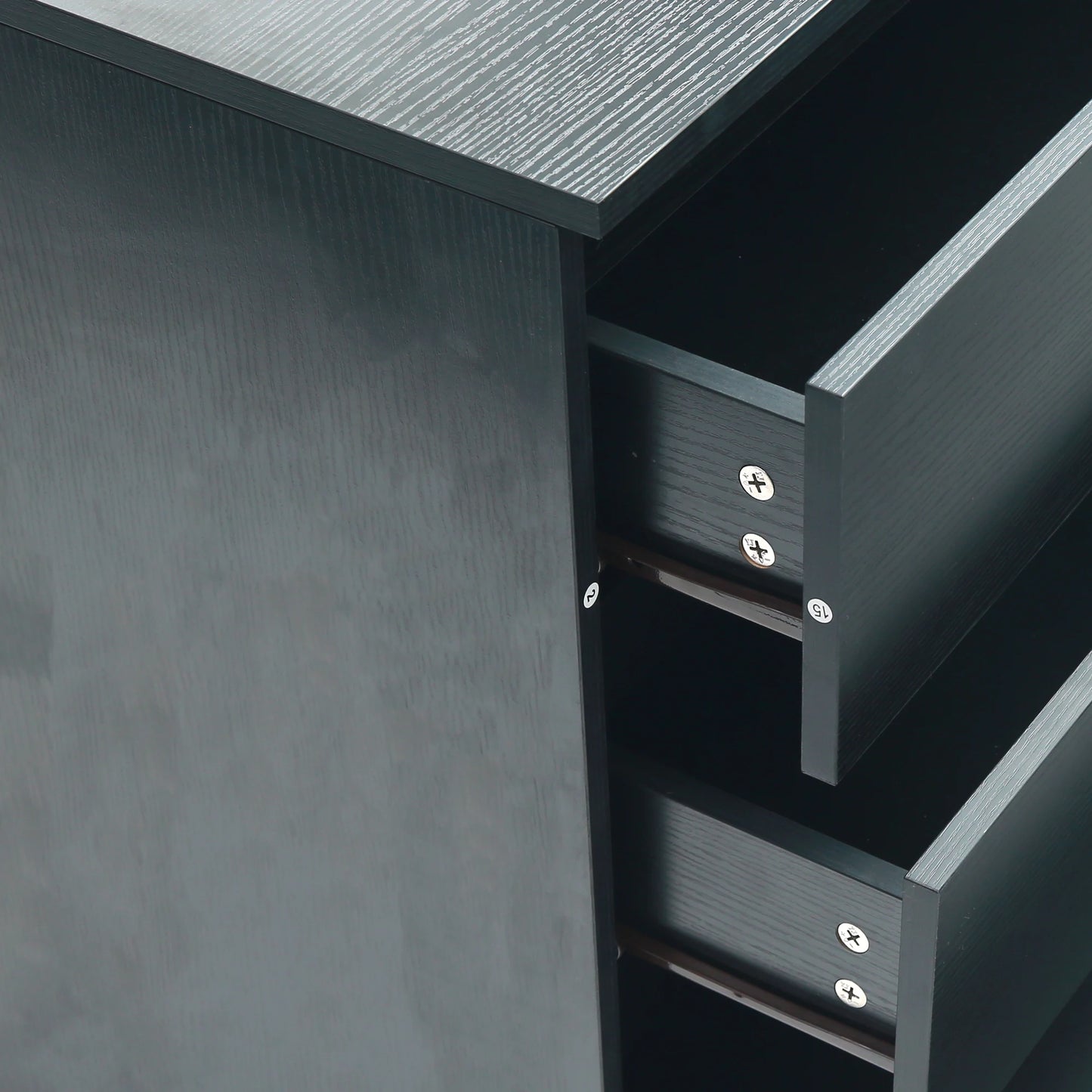Docarelife Stock in US! Modern Style MDF Bedroom Furniture 6 Drawers Night Stands Beside Table with Black Woodgrain