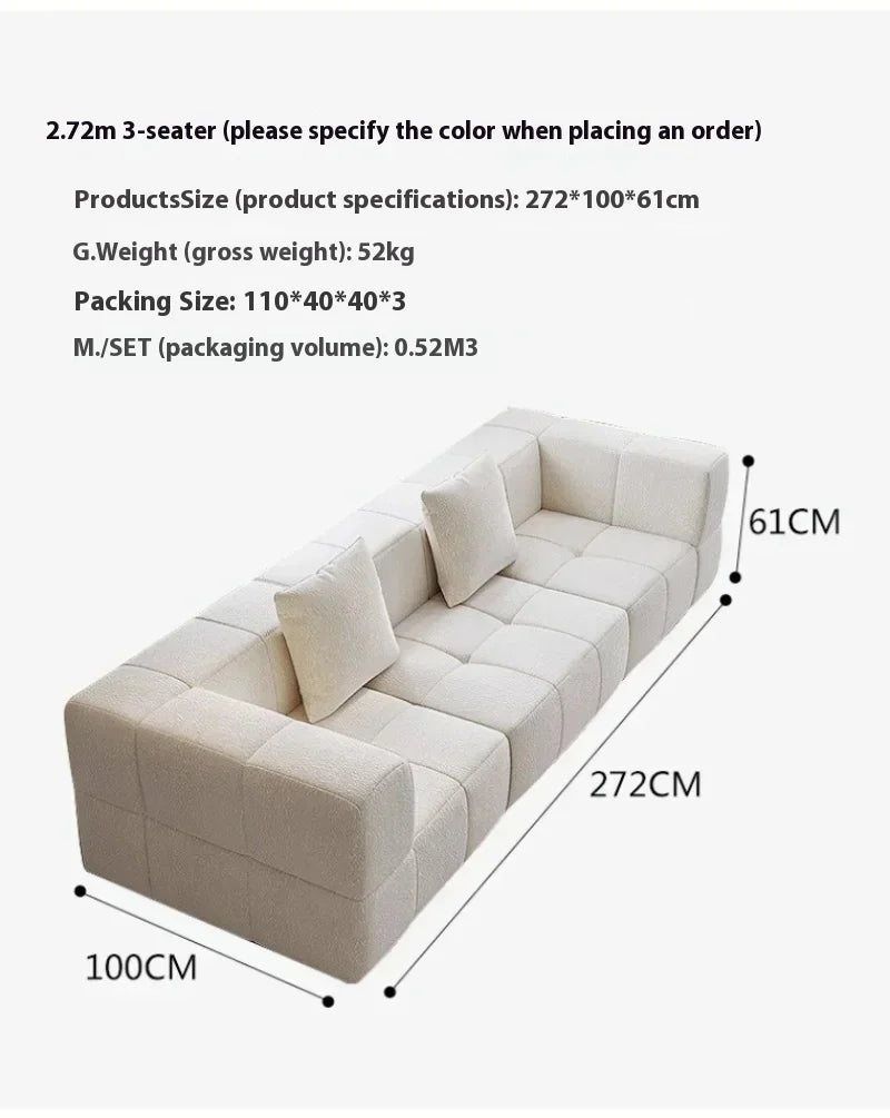 Modular L - Shaped Sectional Sofa in Cream Color with Plush Pillows, Compressed Sofa, Support Color Customization home furniture