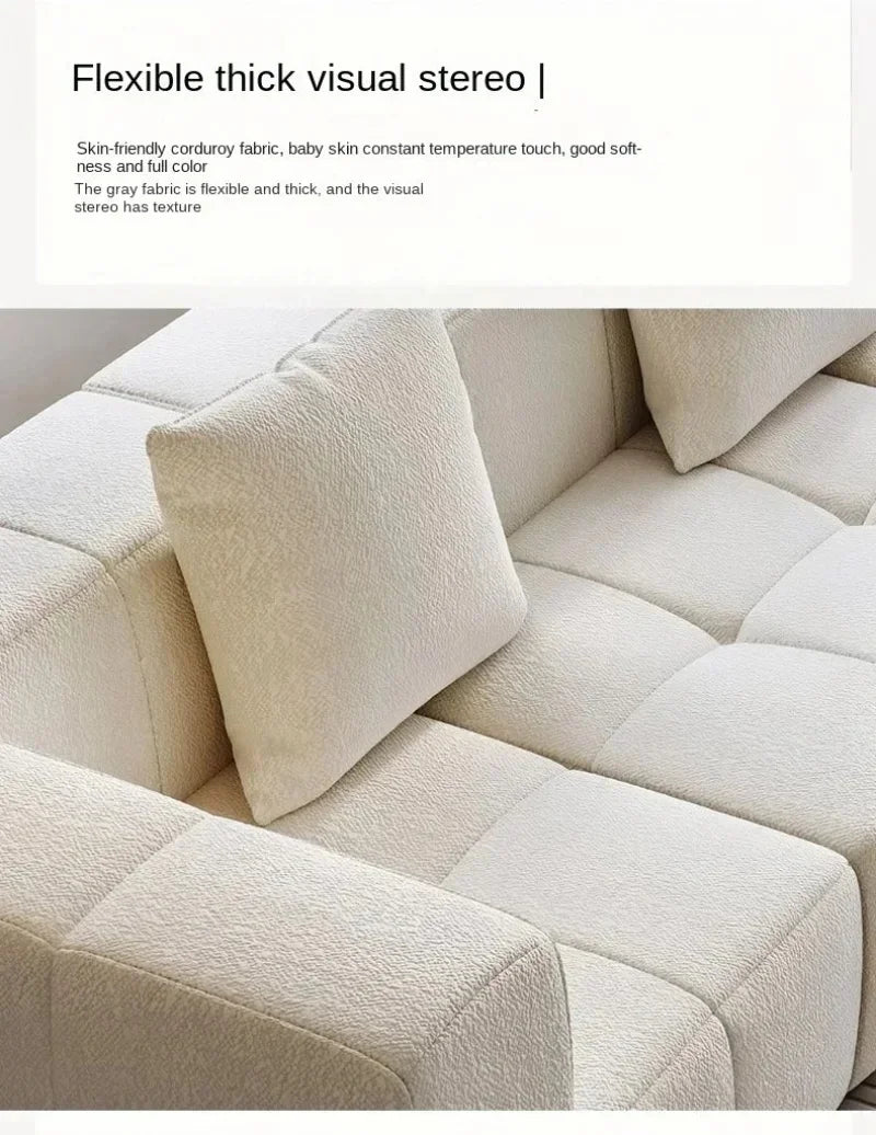 Modular L - Shaped Sectional Sofa in Cream Color with Plush Pillows, Compressed Sofa, Support Color Customization home furniture