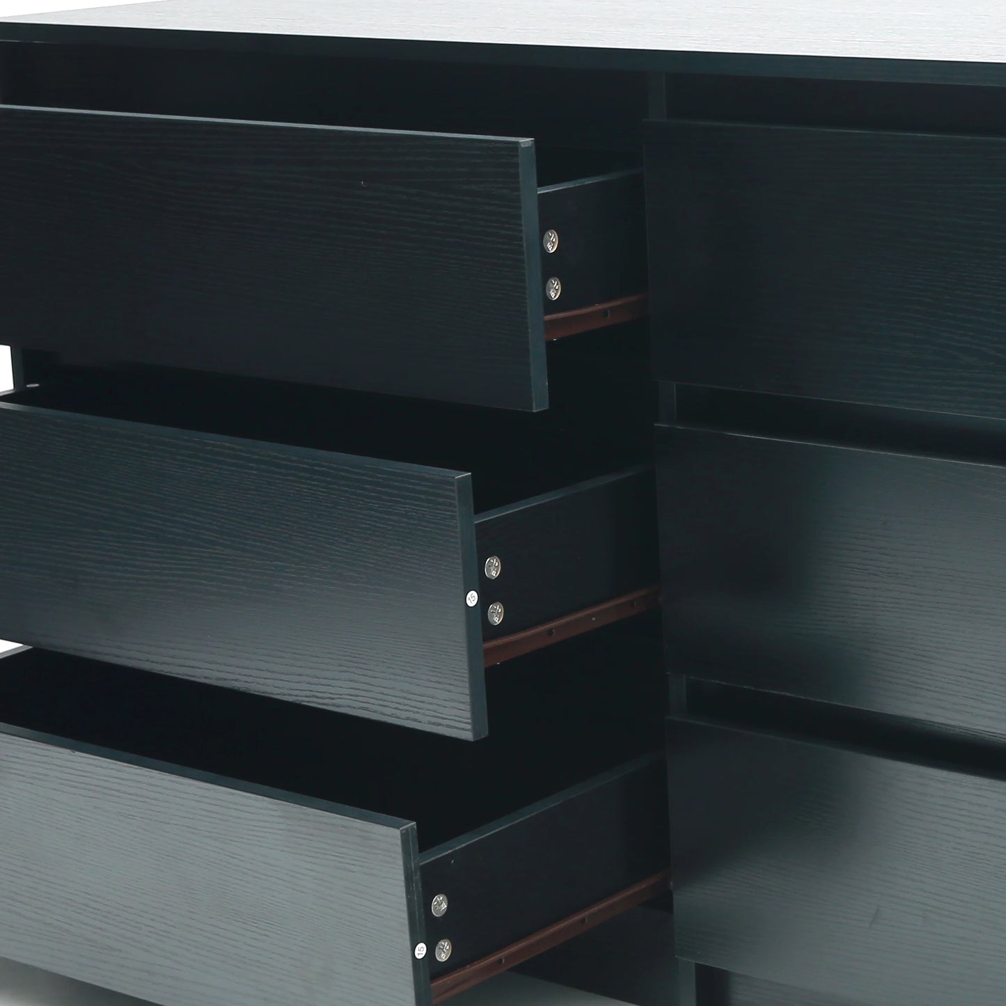 Docarelife Stock in US! Modern Style MDF Bedroom Furniture 6 Drawers Night Stands Beside Table with Black Woodgrain