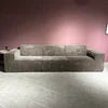 Vacuum-compressed Rolled-up Tofu Block Sofa with Corduroy Fabric, Retro Straight-leg Design, Designer-style Upholstered Sofa.