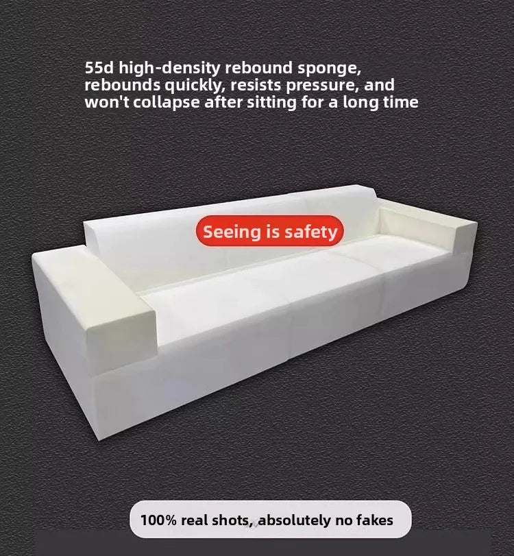 Vacuum-compressed Rolled-up Tofu Block Sofa with Corduroy Fabric, Retro Straight-leg Design, Designer-style Upholstered Sofa.