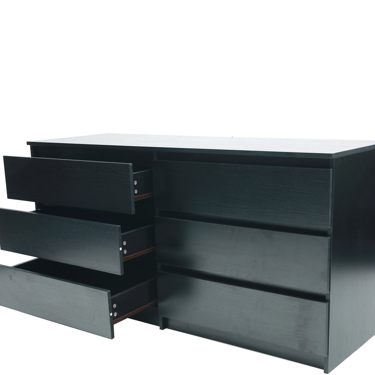 Docarelife Stock in US! Modern Style MDF Bedroom Furniture 6 Drawers Night Stands Beside Table with Black Woodgrain
