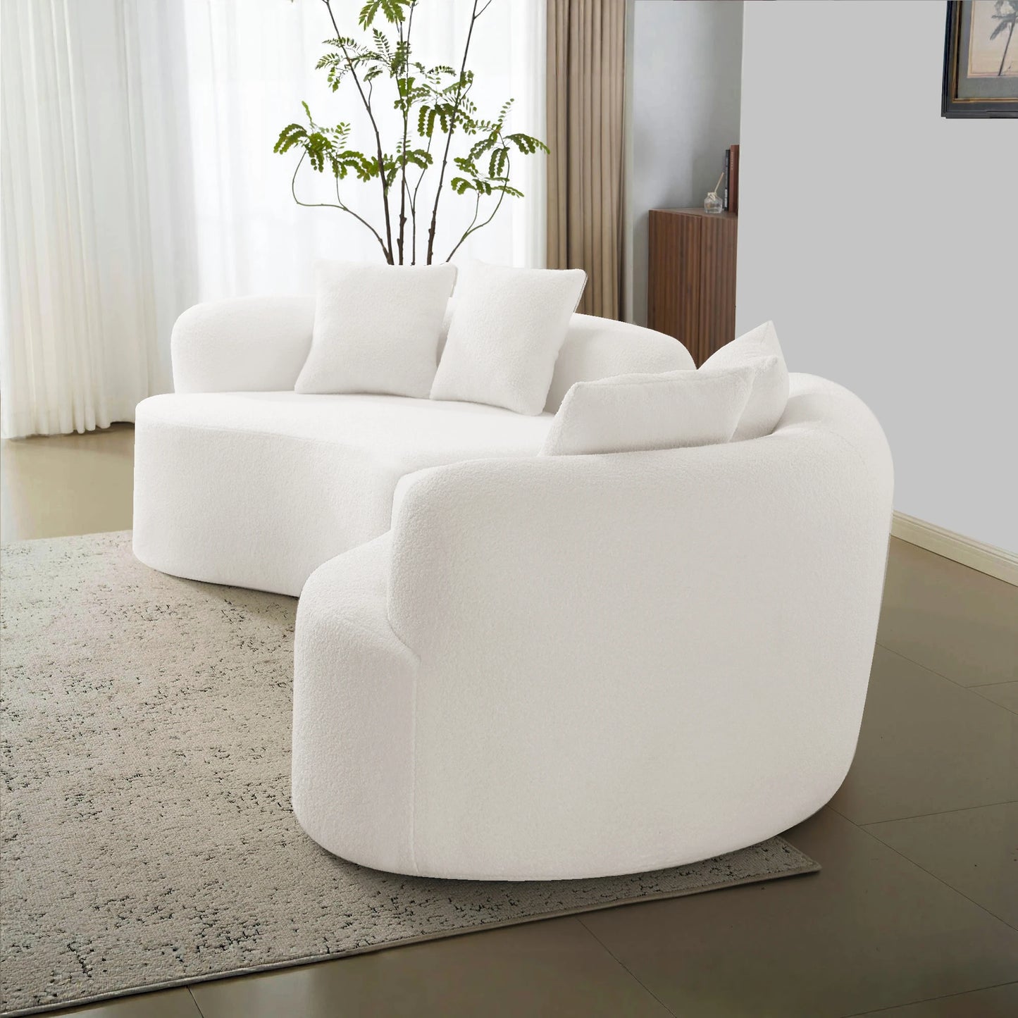 Modern Luxury White Cloth Sofa Set Simple Minimalist Special Shaped for Hotels and Living Rooms