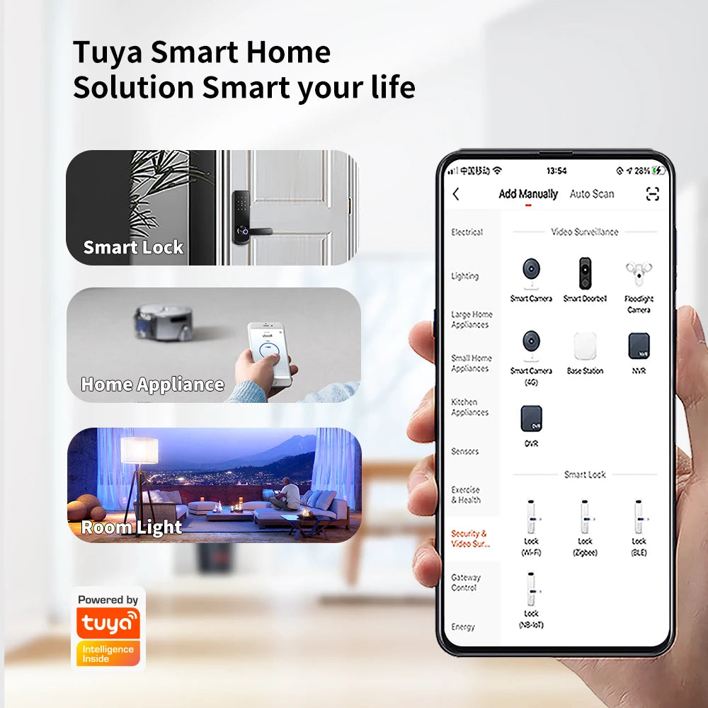 For Smartek Factory Patent Digital Lock Tuya Smartlock App for Wood Doors Aluminum Mortise 5050 Europe Cloud Data Storage Option