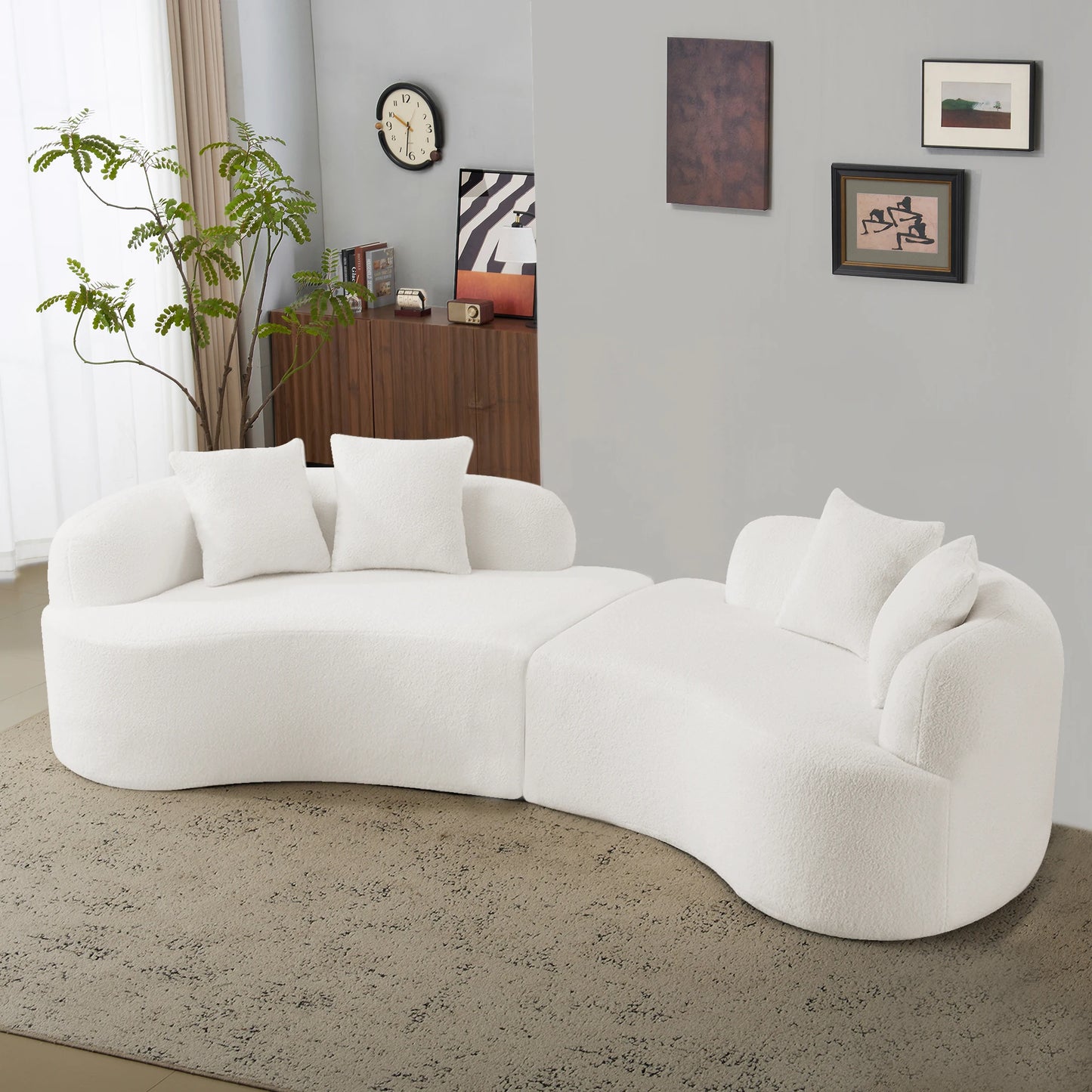 Modern Luxury White Cloth Sofa Set Simple Minimalist Special Shaped for Hotels and Living Rooms