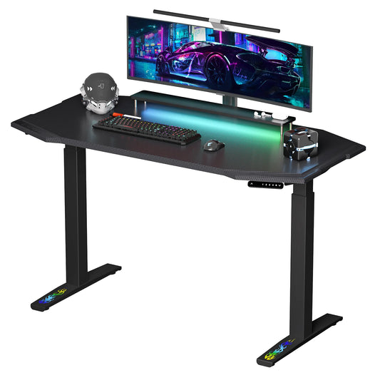 55 X 28 Inch Electric Ergonomic Standing Desk with Dual Motors Heavy Duty Sturdy Frame Height Adjustable Sit Stand Gaming Table