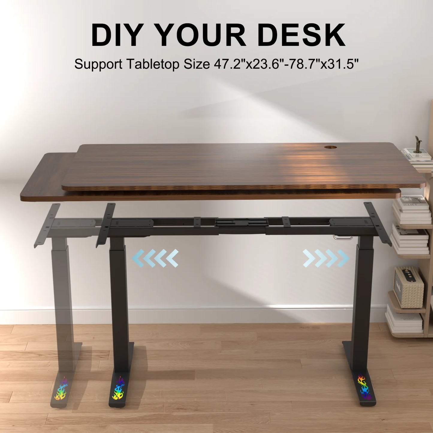 55 X 28 Inch Electric Ergonomic Standing Desk with Dual Motors Heavy Duty Sturdy Frame Height Adjustable Sit Stand Gaming Table