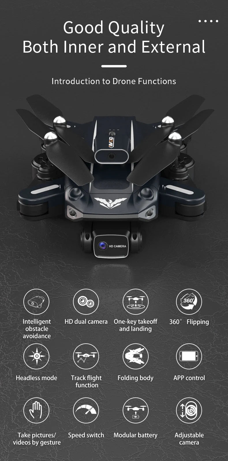 HOSHI JJRC H109 RC Drone Avoid Obstacle WiFi FPV 4K Dual Camera Optical Flow Altitude Hold Return RC Quadcopter