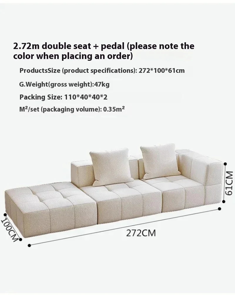 Modular L - Shaped Sectional Sofa in Cream Color with Plush Pillows, Compressed Sofa, Support Color Customization home furniture