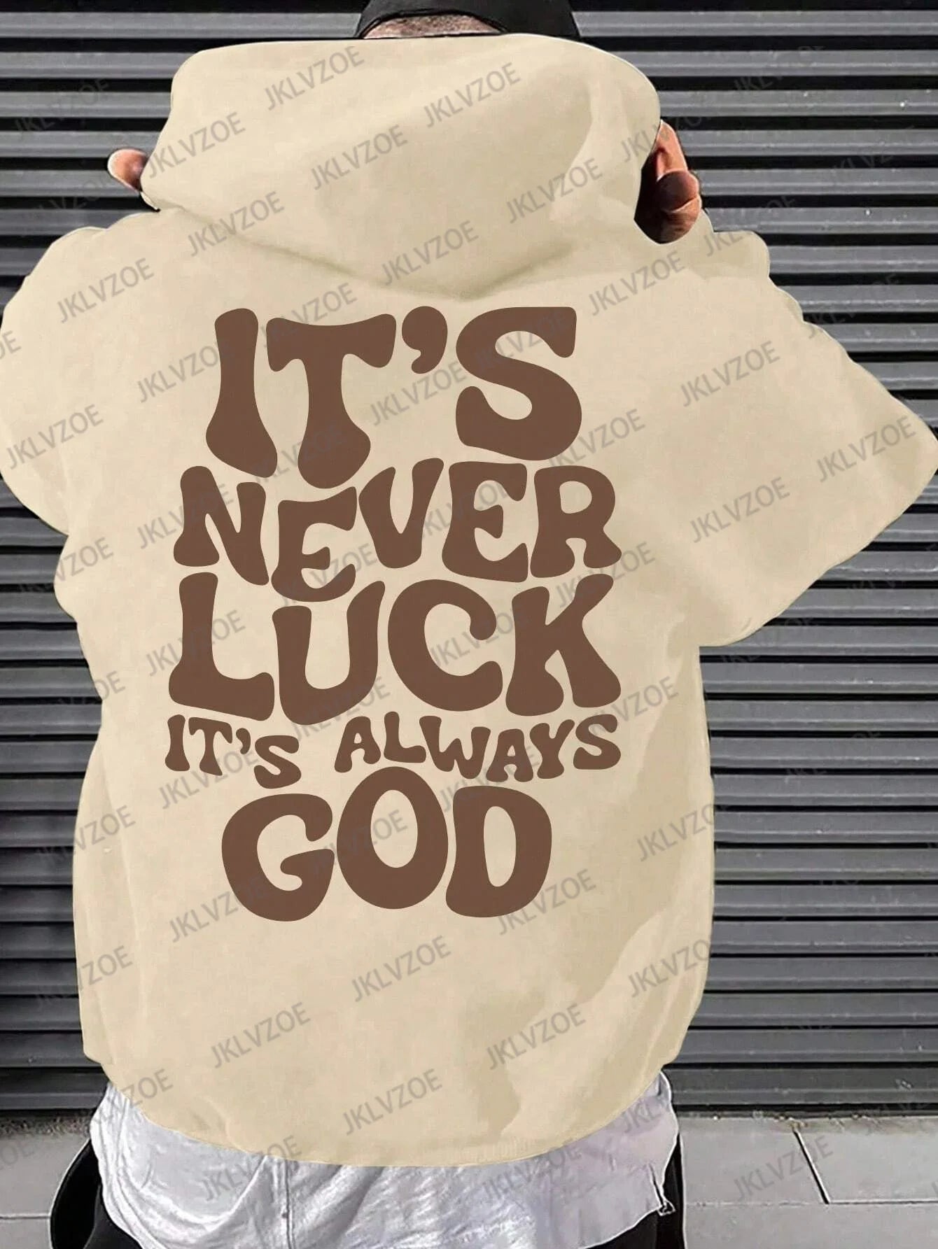 It's Never Luck It's Alway God Letter Graphic Hoodie Mens Women Autumn Fleece Sport Pullover Casual Cotton Hooded Streetwear