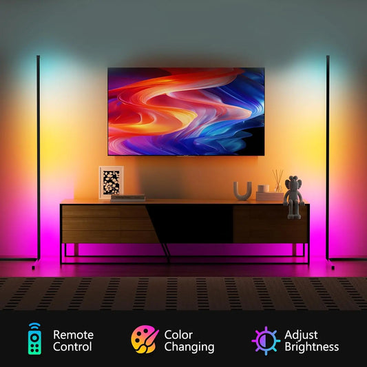 Smart RGB Dream Color Floor Lamp with Music Sync Modern 16 Million Color Changing Standing Mood Light with APP & Remote Control