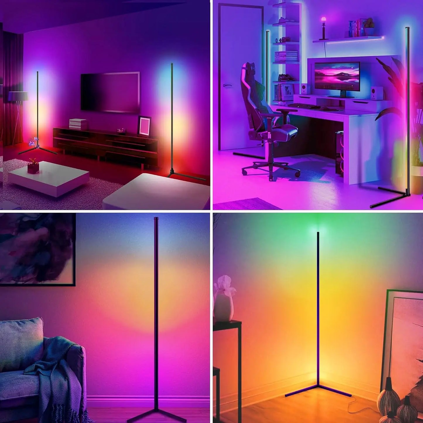 Smart RGB Dream Color Floor Lamp with Music Sync Modern 16 Million Color Changing Standing Mood Light with APP & Remote Control