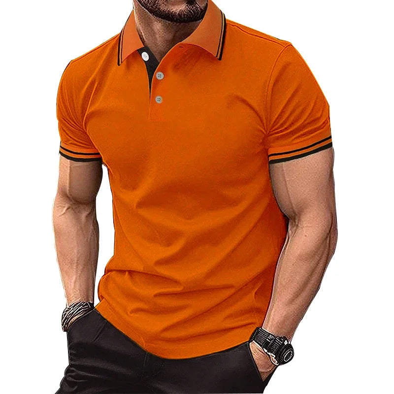 Men Clothes Summer Casual Short Sleeve Pure Color Polo Shirt 100% Polyester Quick Drying Tops Men Business Golf Polo Shirt Tops