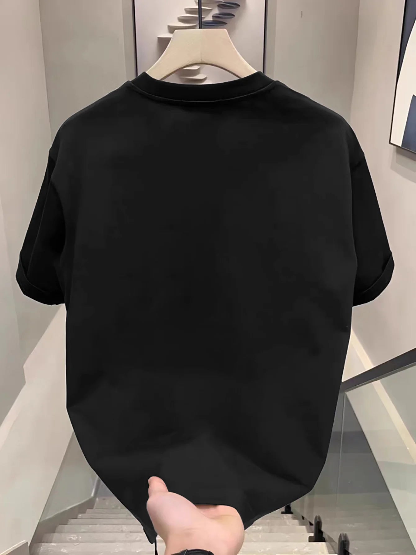 Men's Summer 100 Cotton Fashionable Casual Sports Loose Large Whale Pattern Printed Round Neck Short Sleeve T-shirt Top