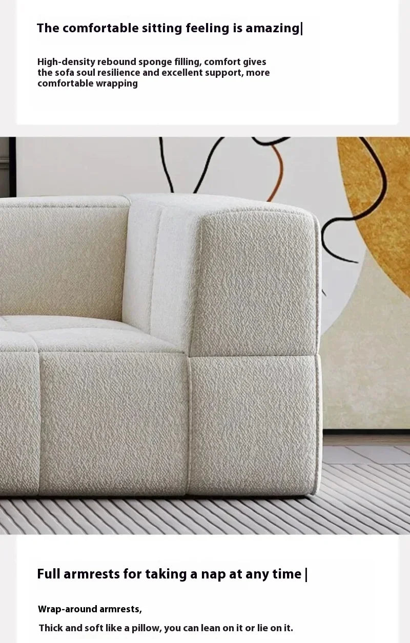 Modular L - Shaped Sectional Sofa in Cream Color with Plush Pillows, Compressed Sofa, Support Color Customization home furniture