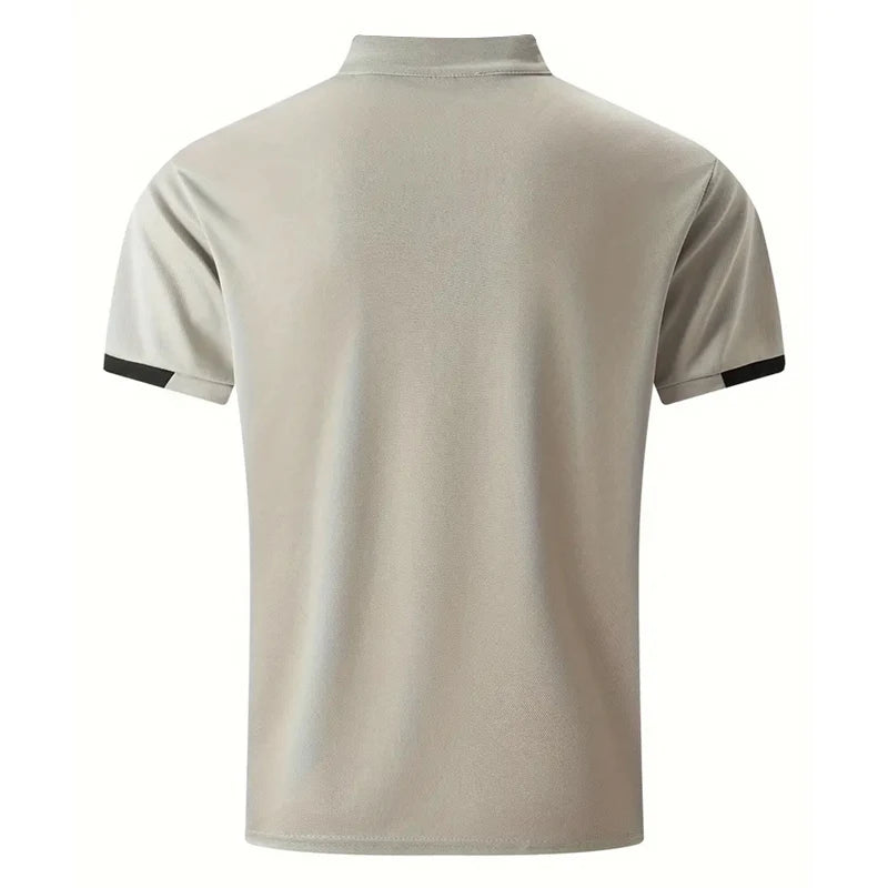 Fashion New Men Clothes Summer Short Sleeve Sport Stand Collar Tops Polo Shirt 100% Polyester Quick Dryig Golf Polo Shirt