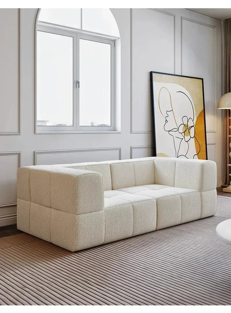 Modular L - Shaped Sectional Sofa in Cream Color with Plush Pillows, Compressed Sofa, Support Color Customization home furniture