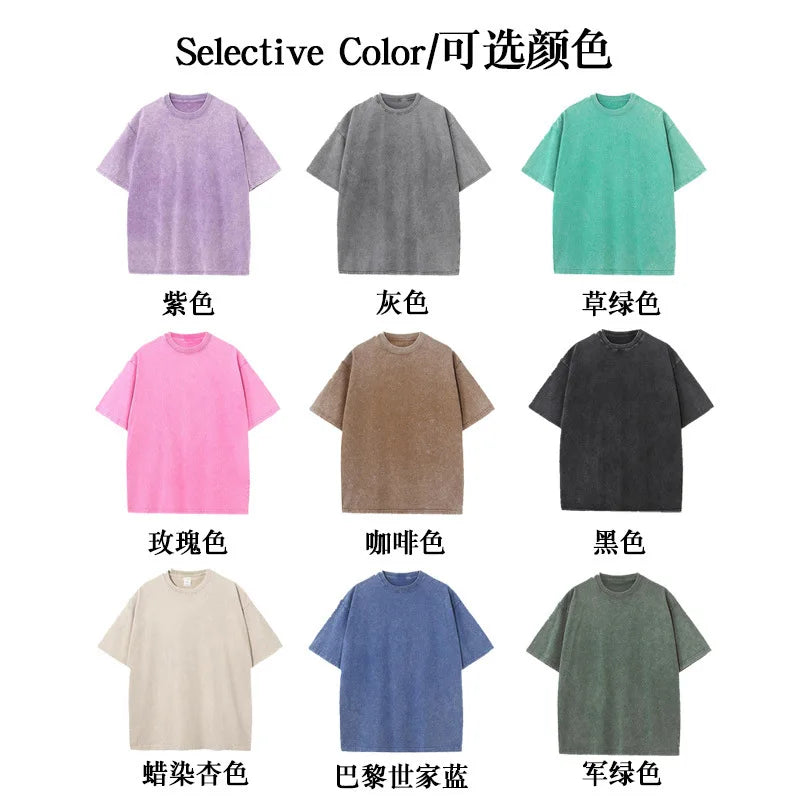 Washed and aged short-sleeved T-shirt and shorts set. Unisex. European size. Stir-fried snowflake design. Summer top set.