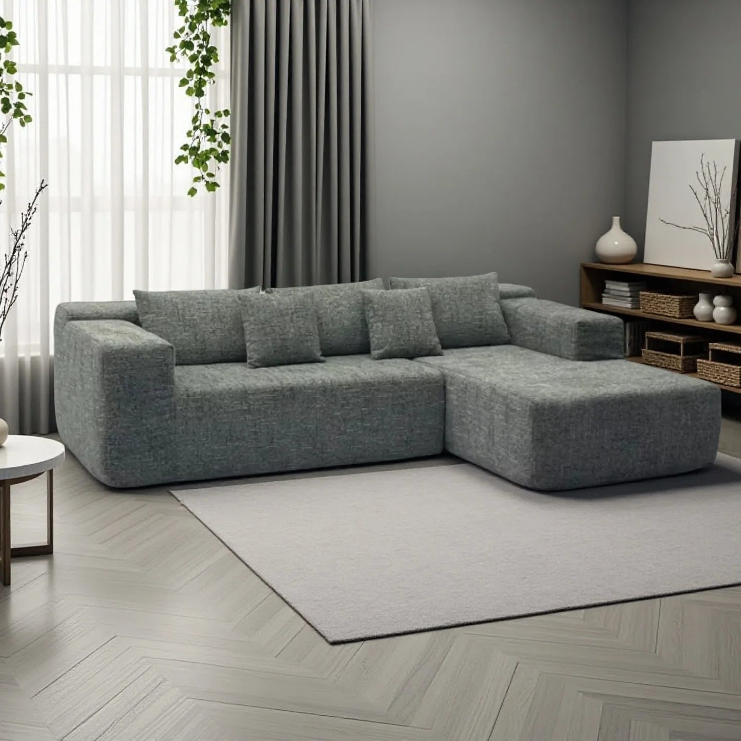 Tofu Block Vacuum Compression Sofa, Lazy Module Combination, Living Room, Small Apartment, Modern and Simple Fabric Sofa
