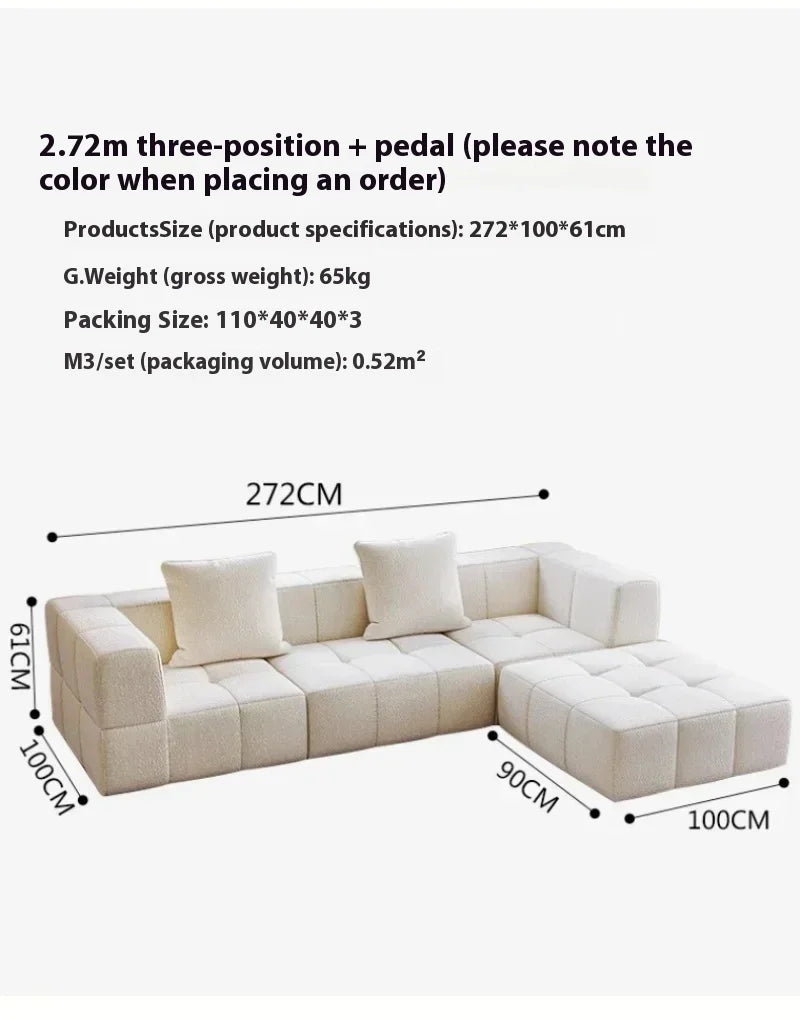 Modular L - Shaped Sectional Sofa in Cream Color with Plush Pillows, Compressed Sofa, Support Color Customization home furniture