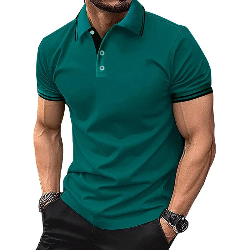 Men Clothes Summer Casual Short Sleeve Pure Color Polo Shirt 100% Polyester Quick Drying Tops Men Business Golf Polo Shirt Tops