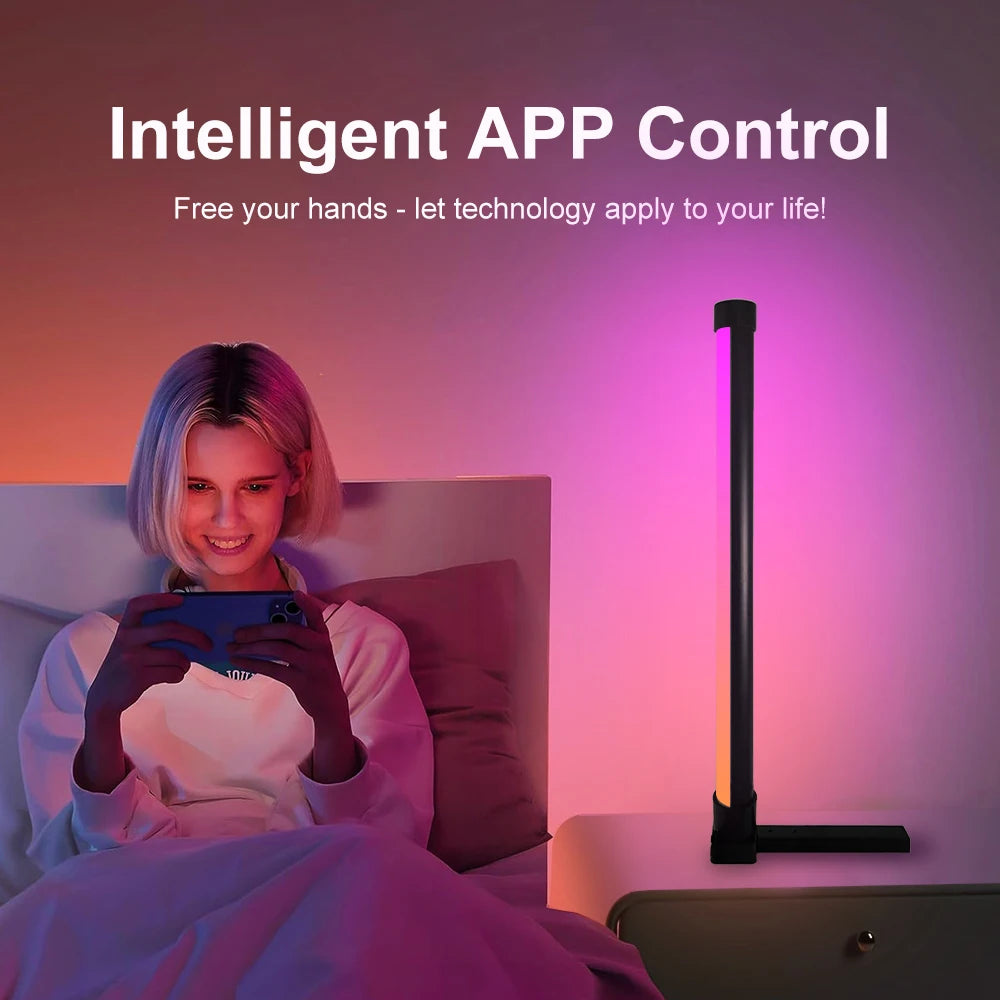 Smart RGB Dream Color Floor Lamp with Music Sync Modern 16 Million Color Changing Standing Mood Light with APP & Remote Control