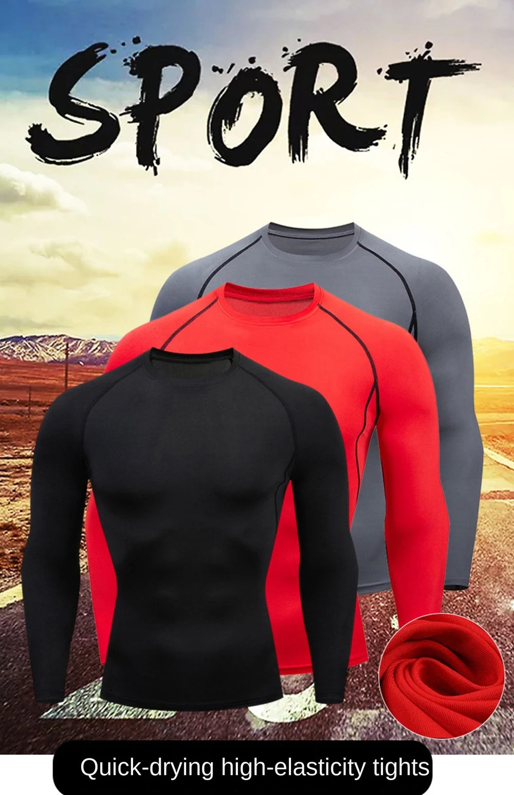 Men Workout Long Sleeve T- shirt Spring Autumn Gym Running Sport Men's T-shirts Fitness Sportswear Outdoor Tops For Men Clothes