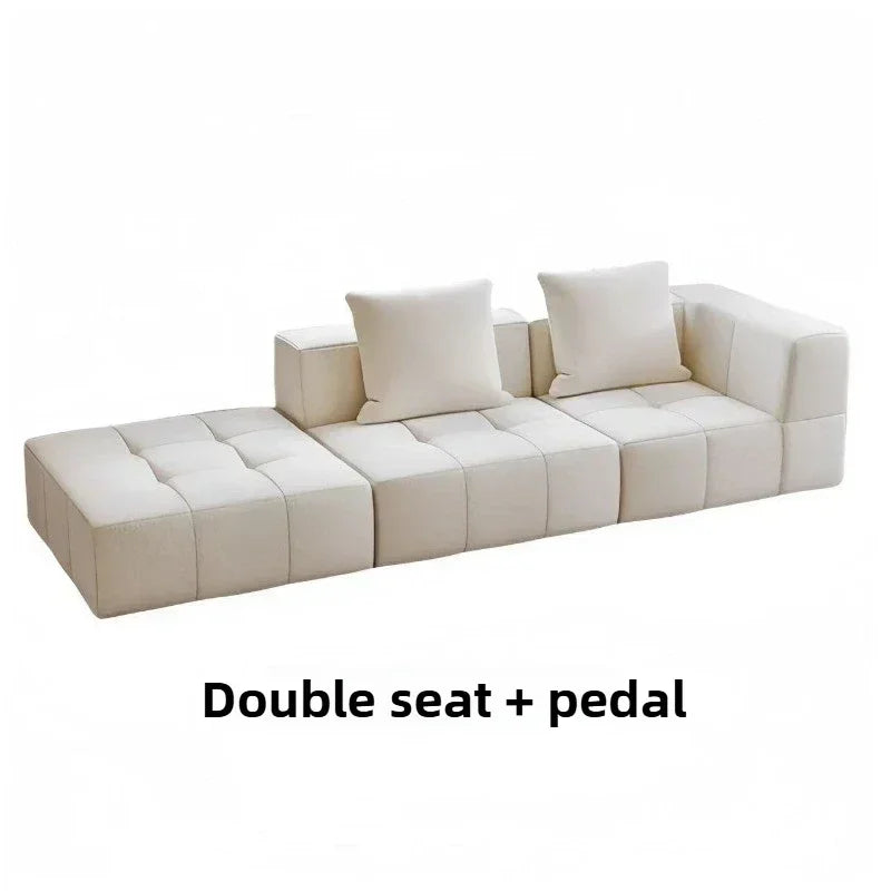 Modular L - Shaped Sectional Sofa in Cream Color with Plush Pillows, Compressed Sofa, Support Color Customization home furniture