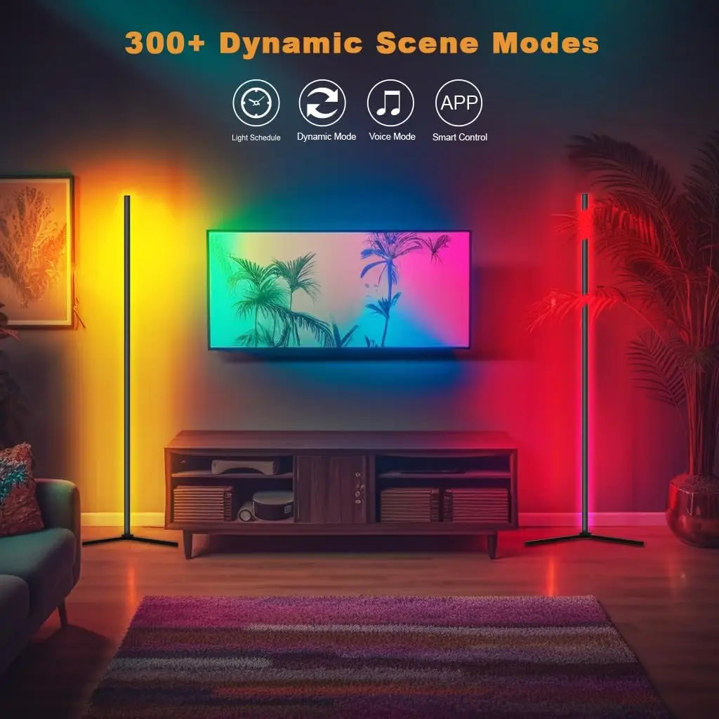 Smart RGB Dream Color Floor Lamp with Music Sync Modern 16 Million Color Changing Standing Mood Light with APP & Remote Control