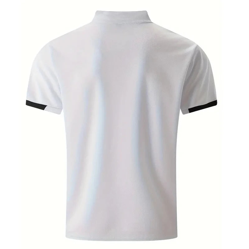 Fashion New Men Clothes Summer Short Sleeve Sport Stand Collar Tops Polo Shirt 100% Polyester Quick Dryig Golf Polo Shirt