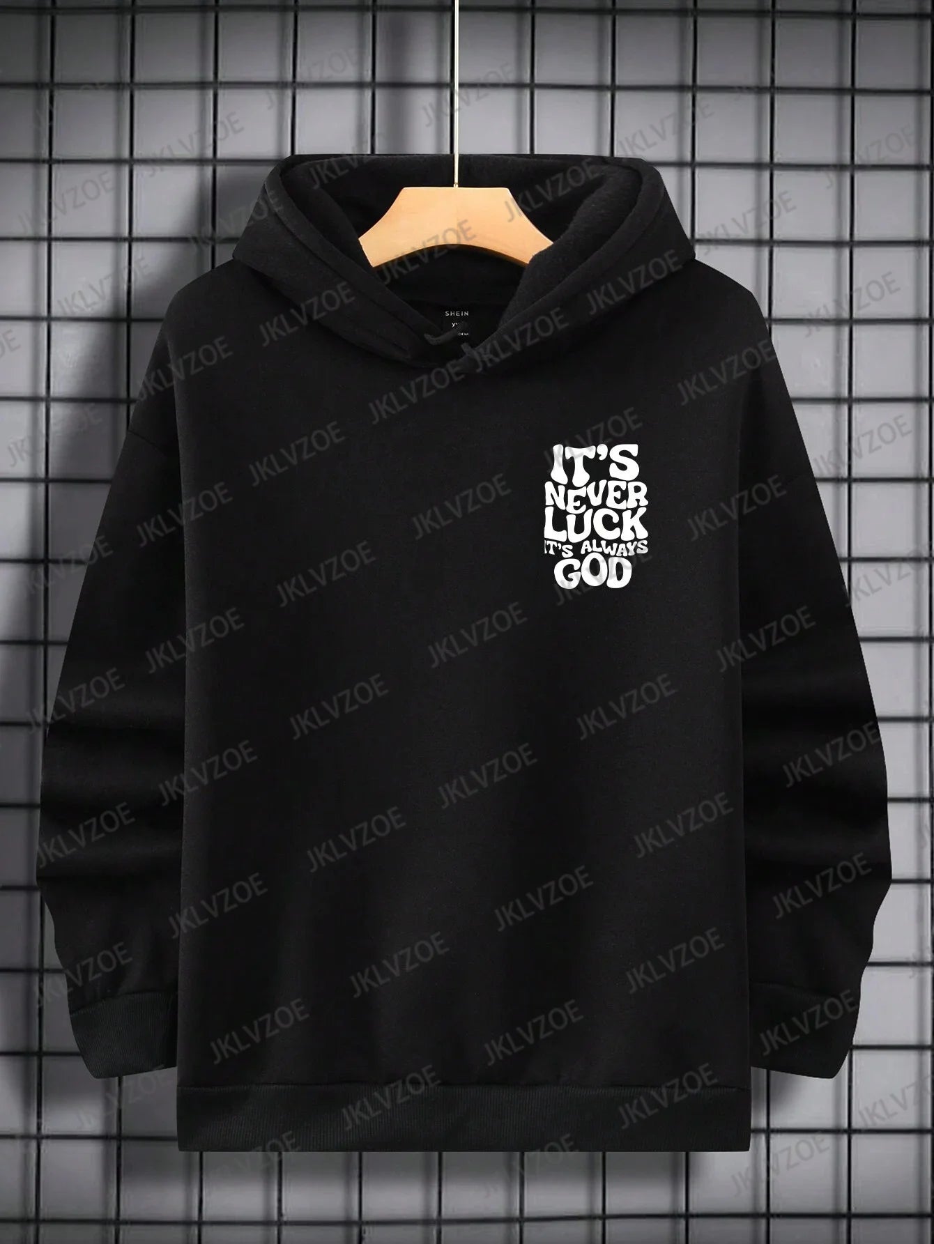 It's Never Luck It's Alway God Letter Graphic Hoodie Mens Women Autumn Fleece Sport Pullover Casual Cotton Hooded Streetwear