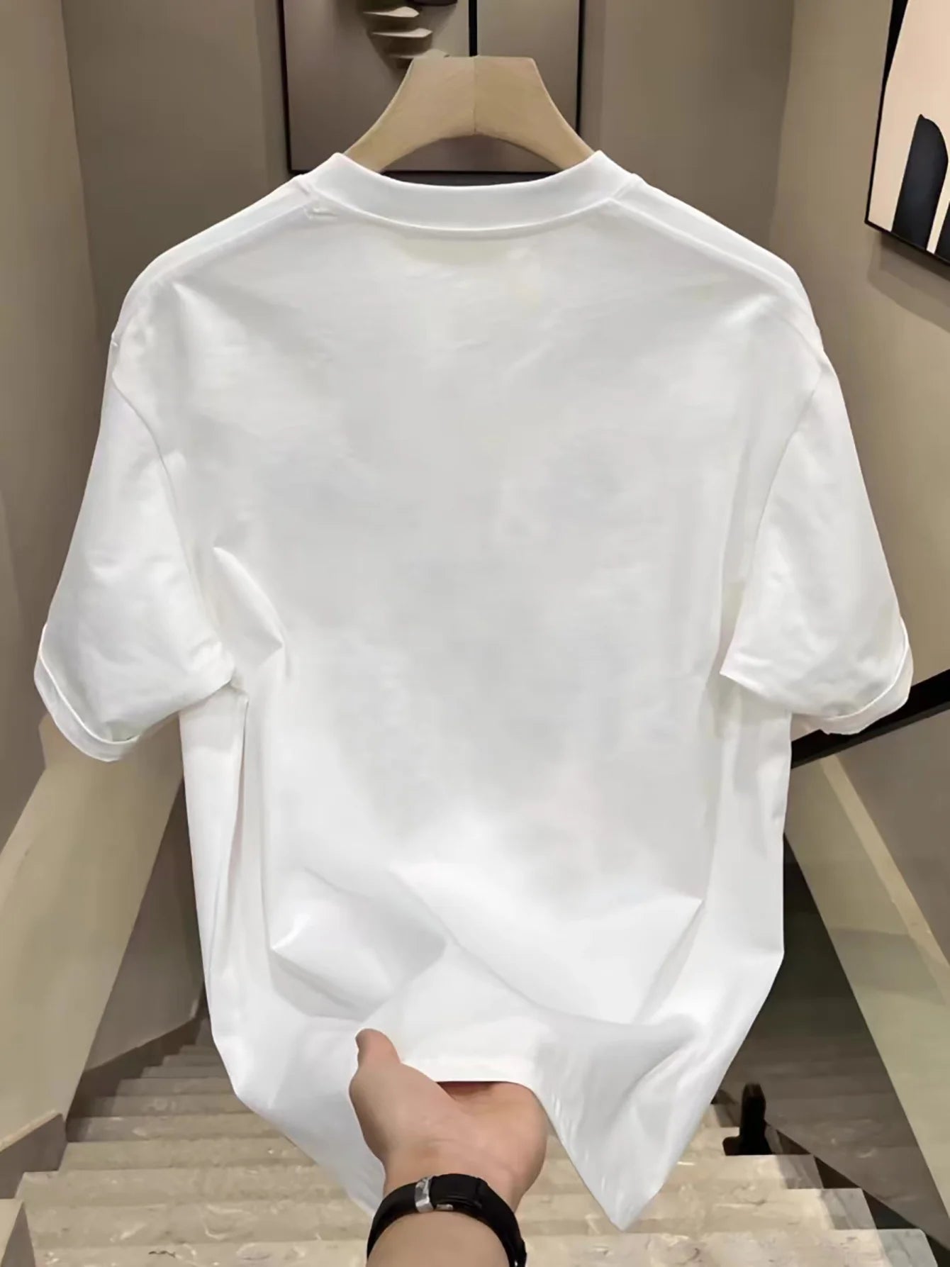Men's Summer 100 Cotton Fashionable Casual Sports Loose Large Whale Pattern Printed Round Neck Short Sleeve T-shirt Top