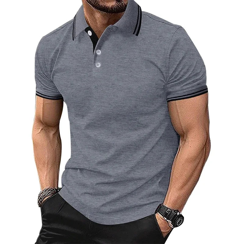 Men Clothes Summer Casual Short Sleeve Pure Color Polo Shirt 100% Polyester Quick Drying Tops Men Business Golf Polo Shirt Tops