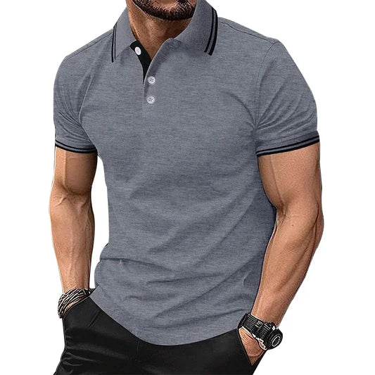 Men Clothes Summer Casual Short Sleeve Pure Color Polo Shirt 100% Polyester Quick Drying Tops Men Business Golf Polo Shirt Tops