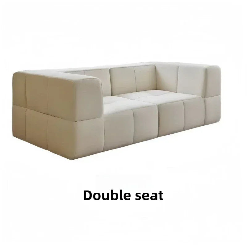 Modular L - Shaped Sectional Sofa in Cream Color with Plush Pillows, Compressed Sofa, Support Color Customization home furniture